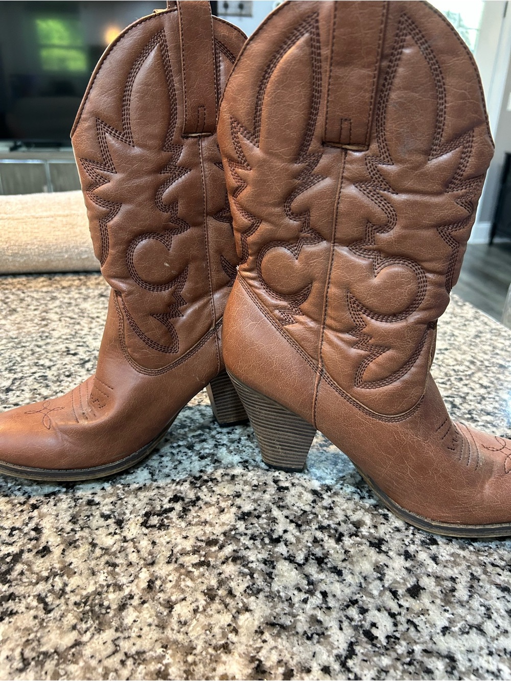 Route 66 Women's Cognac Brown Western Heeled Boots